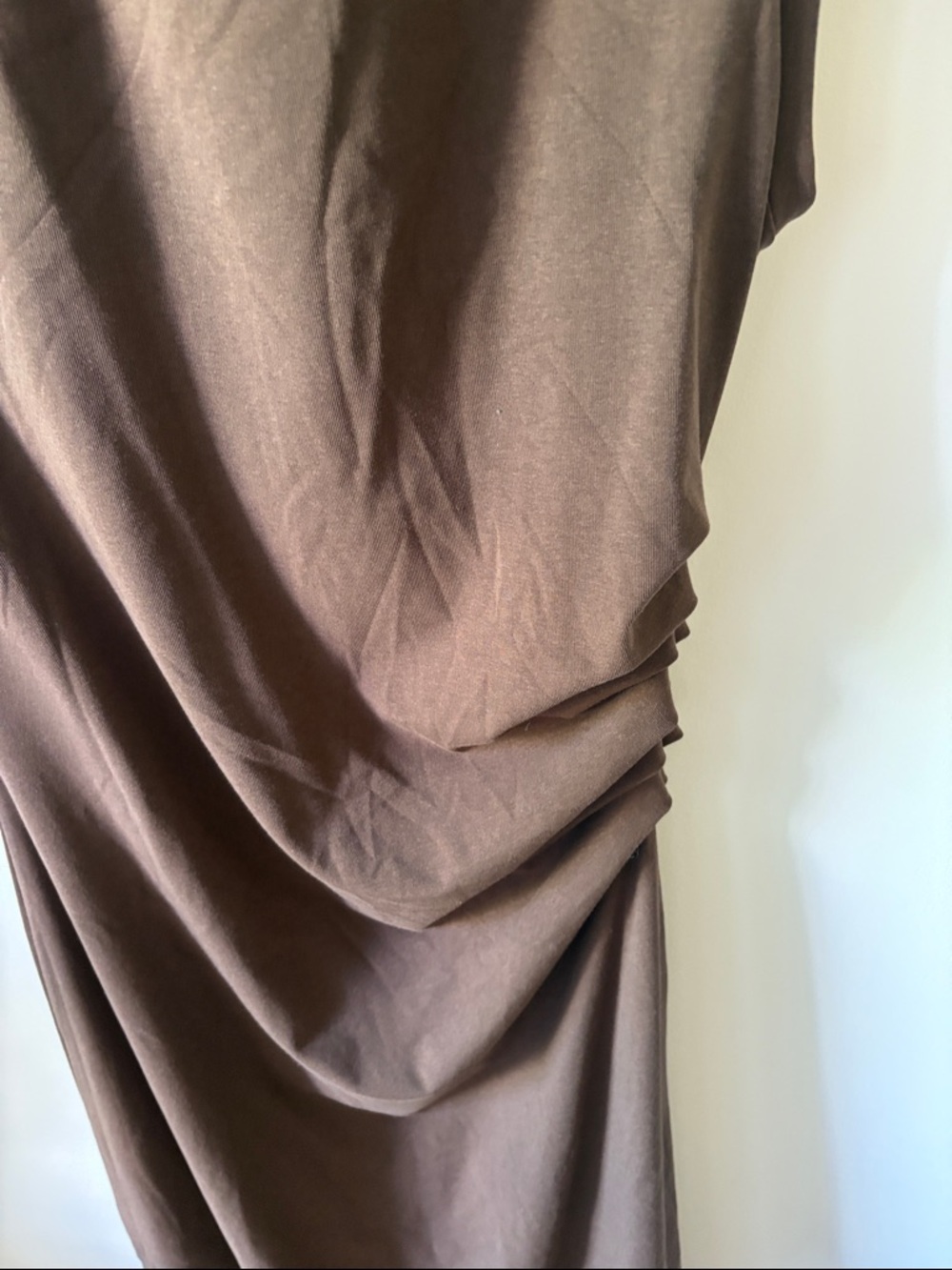 OGL Sleeveless Brown Ruched Midi Dress - Picture 6 of 8